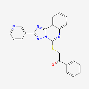 molecular formula C22H15N5OS B11037729 1-Phenyl-2-[(2-pyridin-3-yl[1,2,4]triazolo[1,5-c]quinazolin-5-yl)thio]ethanone 