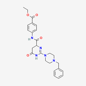 Ethyl 4-({[2-(4-benzylpiperazin-1-yl)-6-oxo-3,4,5,6-tetrahydropyrimidin-4-yl]carbonyl}amino)benzoate