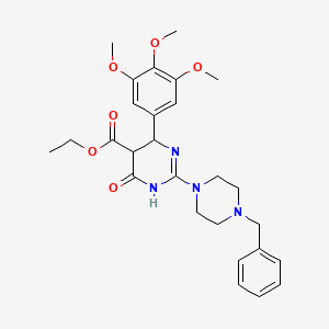 Ethyl 2-(4-benzylpiperazin-1-yl)-4-oxo-6-(3,4,5-trimethoxyphenyl)-1,4,5,6-tetrahydropyrimidine-5-carboxylate