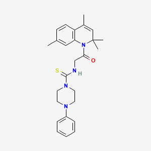 molecular formula C26H32N4OS B11037766 N-[2-oxo-2-(2,2,4,7-tetramethylquinolin-1(2H)-yl)ethyl]-4-phenylpiperazine-1-carbothioamide 