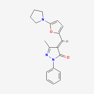 molecular formula C19H19N3O2 B11037780 (4E)-5-methyl-2-phenyl-4-{[5-(pyrrolidin-1-yl)furan-2-yl]methylidene}-2,4-dihydro-3H-pyrazol-3-one 