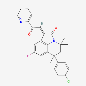 molecular formula C27H22ClFN2O2 B11037785 (1E)-6-(4-chlorophenyl)-8-fluoro-4,4,6-trimethyl-1-[2-oxo-2-(pyridin-2-yl)ethylidene]-5,6-dihydro-4H-pyrrolo[3,2,1-ij]quinolin-2(1H)-one 