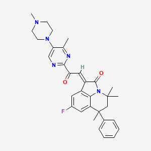 molecular formula C32H34FN5O2 B11037820 (1E)-8-fluoro-4,4,6-trimethyl-1-{2-[4-methyl-5-(4-methylpiperazin-1-yl)pyrimidin-2-yl]-2-oxoethylidene}-6-phenyl-5,6-dihydro-4H-pyrrolo[3,2,1-ij]quinolin-2(1H)-one 