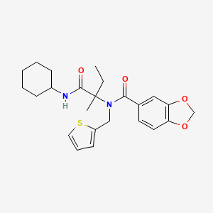 N-[1-(cyclohexylamino)-2-methyl-1-oxobutan-2-yl]-N-(thiophen-2-ylmethyl)-1,3-benzodioxole-5-carboxamide