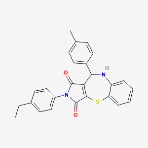 molecular formula C26H22N2O2S B11037825 2-(4-ethylphenyl)-10-(4-methylphenyl)-9,10-dihydro-1H-pyrrolo[3,4-b][1,5]benzothiazepine-1,3(2H)-dione 