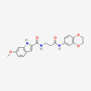 molecular formula C21H21N3O5 B11037836 N-[3-(2,3-dihydro-1,4-benzodioxin-6-ylamino)-3-oxopropyl]-6-methoxy-1H-indole-2-carboxamide 