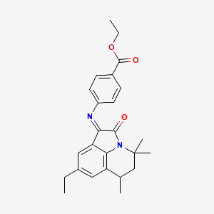 molecular formula C25H28N2O3 B11037851 ethyl 4-{[(1E)-8-ethyl-4,4,6-trimethyl-2-oxo-5,6-dihydro-4H-pyrrolo[3,2,1-ij]quinolin-1(2H)-ylidene]amino}benzoate 