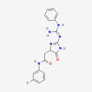 molecular formula C18H17FN6O2 B11037877 N-(3-fluorophenyl)-2-[5-oxo-2-(N'-phenylcarbamimidamido)-4,5-dihydro-1H-imidazol-4-yl]acetamide 