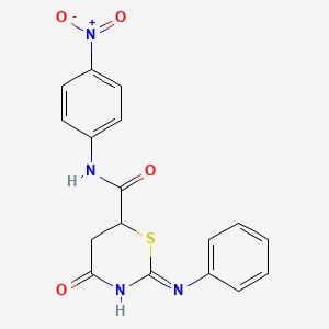 molecular formula C17H14N4O4S B11037890 N-(4-nitrophenyl)-4-oxo-2-(phenylamino)-5,6-dihydro-4H-1,3-thiazine-6-carboxamide 