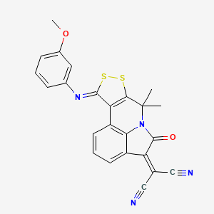 [(10Z)-10-[(3-methoxyphenyl)imino]-7,7-dimethyl-5-oxo-7,10-dihydro[1,2]dithiolo[3,4-c]pyrrolo[3,2,1-ij]quinolin-4(5H)-ylidene]propanedinitrile