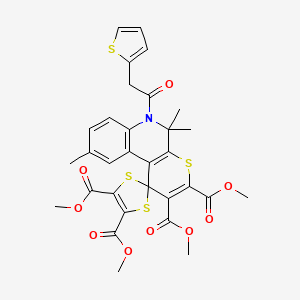 Tetramethyl 5',5',9'-trimethyl-6'-(thiophen-2-ylacetyl)-5',6'-dihydrospiro[1,3-dithiole-2,1'-thiopyrano[2,3-c]quinoline]-2',3',4,5-tetracarboxylate