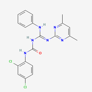 molecular formula C20H18Cl2N6O B11037950 1-(2,4-dichlorophenyl)-3-[N'-(4,6-dimethylpyrimidin-2-yl)-N-phenylcarbamimidoyl]urea 