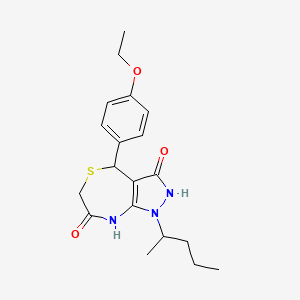 molecular formula C19H25N3O3S B11037985 4-(4-ethoxyphenyl)-7-hydroxy-1-(pentan-2-yl)-1,2,4,6-tetrahydro-3H-pyrazolo[3,4-e][1,4]thiazepin-3-one 