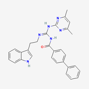 N-[(E)-[(4,6-dimethylpyrimidin-2-yl)amino]{[2-(1H-indol-3-yl)ethyl]amino}methylidene]biphenyl-4-carboxamide