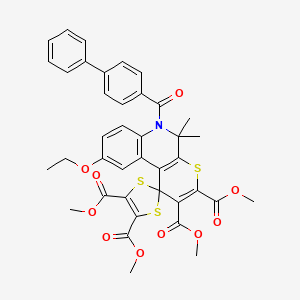 Tetramethyl 6'-(biphenyl-4-ylcarbonyl)-9'-ethoxy-5',5'-dimethyl-5',6'-dihydrospiro[1,3-dithiole-2,1'-thiopyrano[2,3-c]quinoline]-2',3',4,5-tetracarboxylate