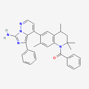 molecular formula C32H31N5O B11038040 [6-(7-amino-5-phenylimidazo[1,5-b]pyridazin-4-yl)-2,2,4,7-tetramethyl-3,4-dihydroquinolin-1(2H)-yl](phenyl)methanone 