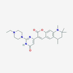 molecular formula C26H33N5O3 B11038127 3-[2-(4-ethylpiperazin-1-yl)-6-oxo-1,6-dihydropyrimidin-4-yl]-6,8,8,9-tetramethyl-6,7,8,9-tetrahydro-2H-pyrano[3,2-g]quinolin-2-one 