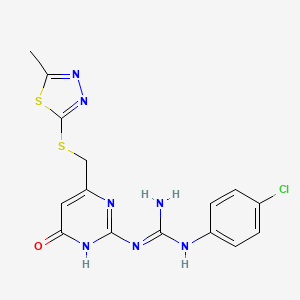 1-(4-Chlorophenyl)-3-(4-{[(5-methyl-1,3,4-thiadiazol-2-yl)sulfanyl]methyl}-6-oxo-1,6-dihydropyrimidin-2-yl)guanidine