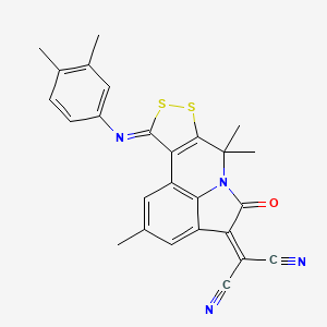 molecular formula C26H20N4OS2 B11038134 [(10Z)-10-[(3,4-dimethylphenyl)imino]-2,7,7-trimethyl-5-oxo-7,10-dihydro[1,2]dithiolo[3,4-c]pyrrolo[3,2,1-ij]quinolin-4(5H)-ylidene]propanedinitrile 