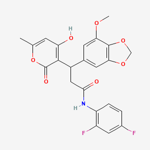 N-(2,4-difluorophenyl)-3-(4-hydroxy-6-methyl-2-oxo-2H-pyran-3-yl)-3-(7-methoxy-1,3-benzodioxol-5-yl)propanamide