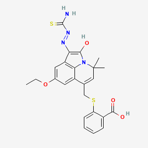 2-({[1-(Carbamothioylhydrazono)-8-ethoxy-4,4-dimethyl-2-oxo-1,2-dihydro-4H-pyrrolo[3,2,1-IJ]quinolin-6-YL]methyl}sulfanyl)benzoic acid