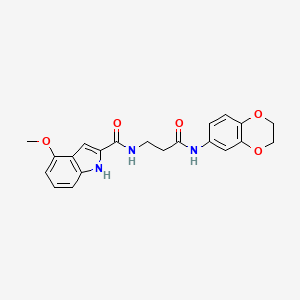 molecular formula C21H21N3O5 B11038214 N-[3-(2,3-dihydro-1,4-benzodioxin-6-ylamino)-3-oxopropyl]-4-methoxy-1H-indole-2-carboxamide 