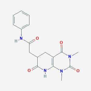 molecular formula C17H18N4O4 B11038226 2-(1,3-dimethyl-2,4,7-trioxo-1,2,3,4,5,6,7,8-octahydropyrido[2,3-d]pyrimidin-6-yl)-N-phenylacetamide 