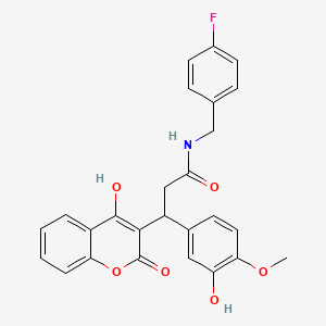 molecular formula C26H22FNO6 B11038262 N-(4-fluorobenzyl)-3-(3-hydroxy-4-methoxyphenyl)-3-(4-hydroxy-2-oxo-2H-chromen-3-yl)propanamide 