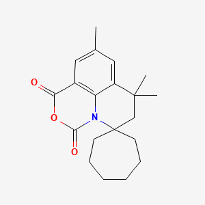 molecular formula C20H25NO3 B11038339 7',7',9'-trimethyl-6',7'-dihydro-1'H-spiro[cycloheptane-1,5'-[1,3]oxazino[5,4,3-ij]quinoline]-1',3'-dione 