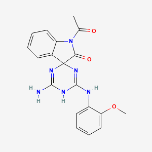 molecular formula C19H18N6O3 B11038346 1-acetyl-4'-amino-6'-[(2-methoxyphenyl)amino]-5'H-spiro[indole-3,2'-[1,3,5]triazin]-2(1H)-one 