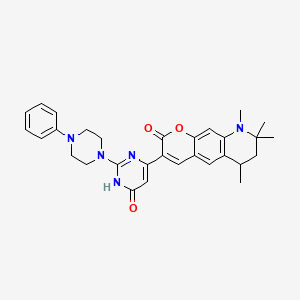 6,8,8,9-Tetramethyl-3-[6-oxo-2-(4-phenylpiperazino)-1,6-dihydro-4-pyrimidinyl]-6,7,8,9-tetrahydro-2H-pyrano[3,2-G]quinolin-2-one