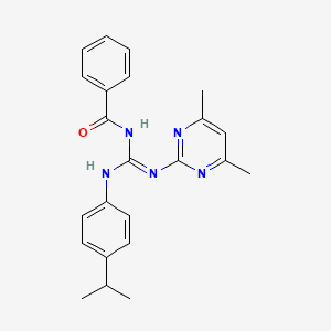 N-[(E)-[(4,6-dimethylpyrimidin-2-yl)amino]{[4-(propan-2-yl)phenyl]amino}methylidene]benzamide