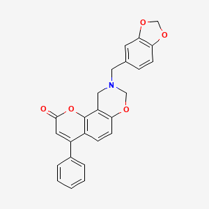 molecular formula C25H19NO5 B11038388 9-(1,3-benzodioxol-5-ylmethyl)-4-phenyl-9,10-dihydro-2H,8H-chromeno[8,7-e][1,3]oxazin-2-one 