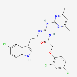 N-{(E)-{[2-(5-chloro-1H-indol-3-yl)ethyl]amino}[(4,6-dimethylpyrimidin-2-yl)amino]methylidene}-2-(2,4-dichlorophenoxy)acetamide