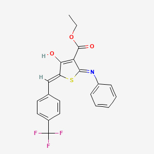 Ethyl 2-anilino-4-oxo-5-[4-(trifluoromethyl)benzylidene]-4,5-dihydro-3-thiophenecarboxylate