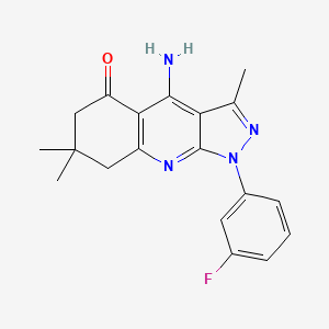 molecular formula C19H19FN4O B11038396 4-Amino-1-(3-fluorophenyl)-3,7,7-trimethyl-1H,5H,6H,7H,8H-pyrazolo[3,4-B]quinolin-5-one 