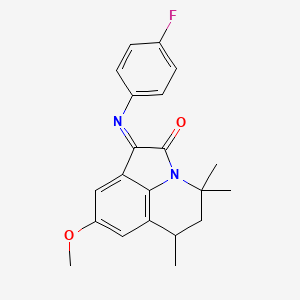 molecular formula C21H21FN2O2 B11038401 (1E)-1-[(4-fluorophenyl)imino]-8-methoxy-4,4,6-trimethyl-5,6-dihydro-4H-pyrrolo[3,2,1-ij]quinolin-2(1H)-one 