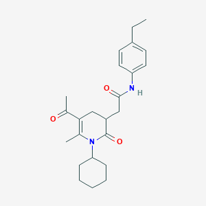 2-(5-Acetyl-1-cyclohexyl-6-methyl-2-oxo-1,2,3,4-tetrahydro-3-pyridinyl)-N~1~-(4-ethylphenyl)acetamide