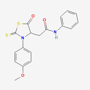 molecular formula C18H16N2O3S2 B11038419 2-[3-(4-methoxyphenyl)-5-oxo-2-thioxo-1,3-thiazolidin-4-yl]-N-phenylacetamide 