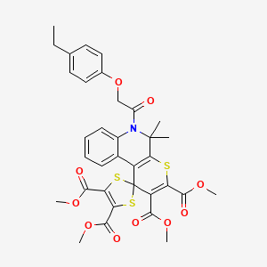 molecular formula C34H33NO10S3 B11038503 Tetramethyl 6'-[(4-ethylphenoxy)acetyl]-5',5'-dimethyl-5',6'-dihydrospiro[1,3-dithiole-2,1'-thiopyrano[2,3-c]quinoline]-2',3',4,5-tetracarboxylate 