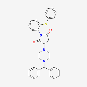 molecular formula C33H31N3O2S B11038547 3-(4-benzhydrylpiperazino)-1-[2-(phenylsulfanyl)phenyl]dihydro-1H-pyrrole-2,5-dione 