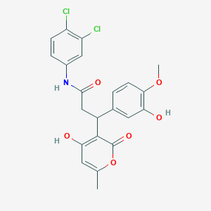 molecular formula C22H19Cl2NO6 B11038584 N-(3,4-dichlorophenyl)-3-(3-hydroxy-4-methoxyphenyl)-3-(4-hydroxy-6-methyl-2-oxo-2H-pyran-3-yl)propanamide 