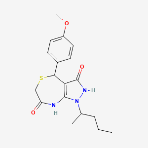 3-Hydroxy-4-(4-methoxy-phenyl)-1-(1-methyl-butyl)-4,8-dihydro-1H-pyrazolo[3,4-e][1,4]thiazepin-7-one