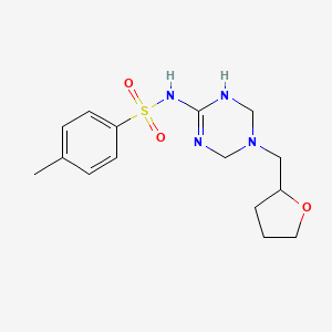 molecular formula C15H22N4O3S B11038601 4-methyl-N-[5-(tetrahydrofuran-2-ylmethyl)-1,4,5,6-tetrahydro-1,3,5-triazin-2-yl]benzenesulfonamide 