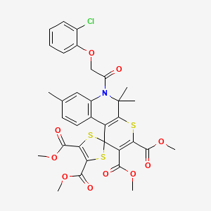 molecular formula C33H30ClNO10S3 B11038628 Tetramethyl 6'-[(2-chlorophenoxy)acetyl]-5',5',8'-trimethyl-5',6'-dihydrospiro[1,3-dithiole-2,1'-thiopyrano[2,3-c]quinoline]-2',3',4,5-tetracarboxylate 