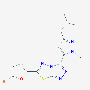 6-(5-bromofuran-2-yl)-3-[1-methyl-3-(2-methylpropyl)-1H-pyrazol-5-yl][1,2,4]triazolo[3,4-b][1,3,4]thiadiazole