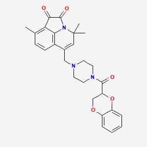 molecular formula C28H29N3O5 B11038665 6-{[4-(2,3-dihydro-1,4-benzodioxin-2-ylcarbonyl)piperazin-1-yl]methyl}-4,4,9-trimethyl-4H-pyrrolo[3,2,1-ij]quinoline-1,2-dione 