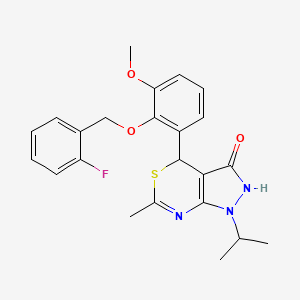 4-{2-[(2-fluorobenzyl)oxy]-3-methoxyphenyl}-6-methyl-1-(propan-2-yl)-1,4-dihydropyrazolo[3,4-d][1,3]thiazin-3(2H)-one