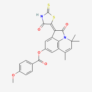 (1Z)-4,4,6-trimethyl-2-oxo-1-(4-oxo-2-thioxo-1,3-thiazolidin-5-ylidene)-1,2-dihydro-4H-pyrrolo[3,2,1-ij]quinolin-8-yl 4-methoxybenzoate