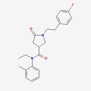 molecular formula C22H25FN2O2 B11038719 N-ethyl-1-[2-(4-fluorophenyl)ethyl]-N-(2-methylphenyl)-5-oxopyrrolidine-3-carboxamide 